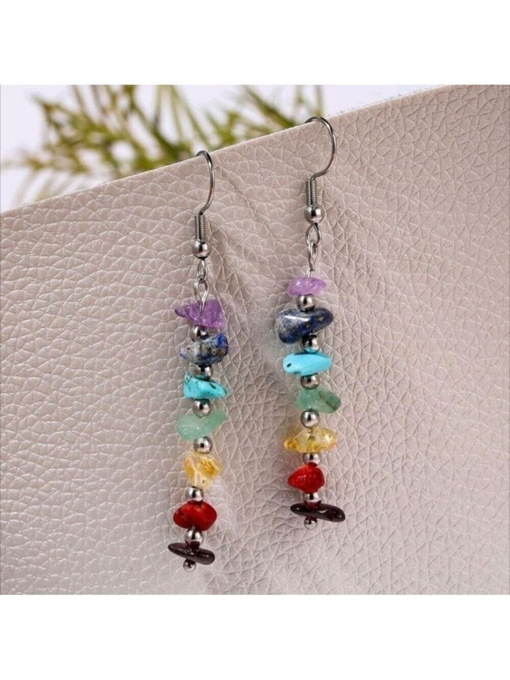 🌈 Stone Beaded Drop Earrings